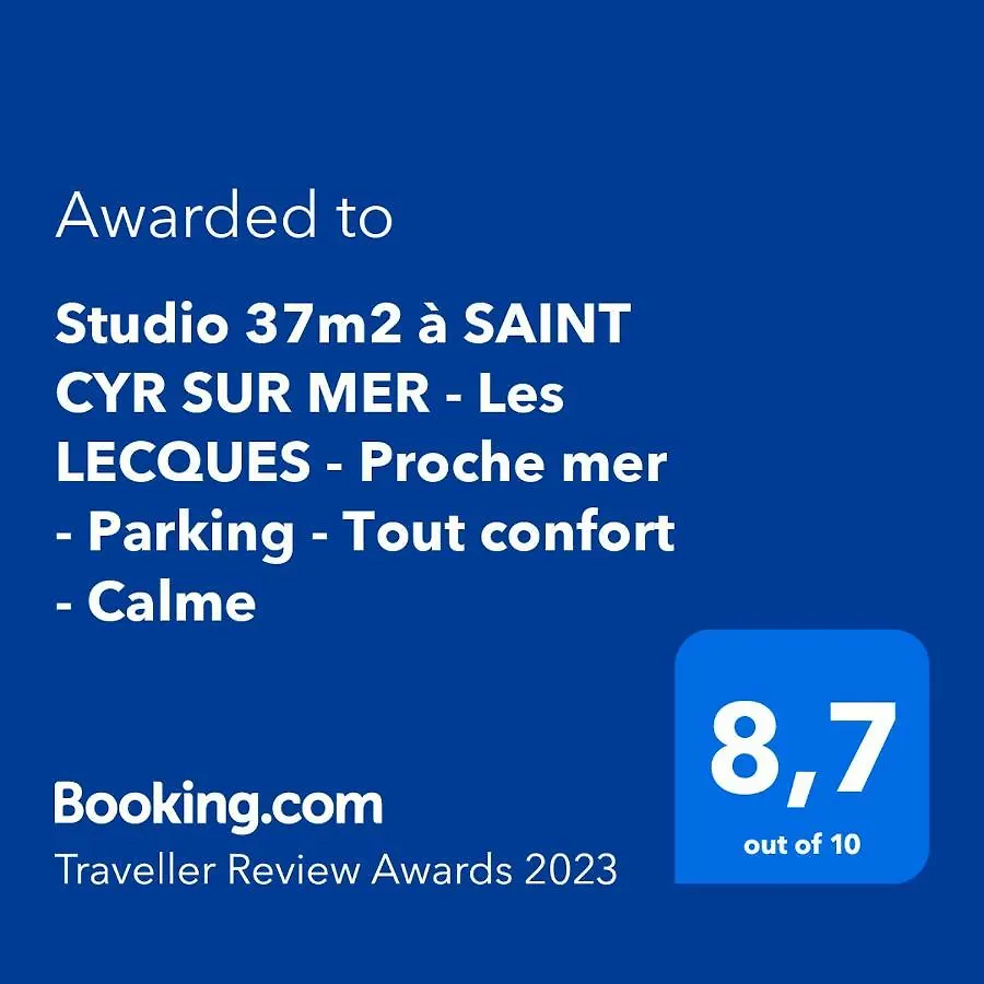 Studio 37M2 A Saint Cyr Sur Mer - Les Lecques - Proche Mer - Parking - Tout Confort - Calme Apartment France